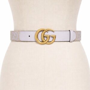 Gucci Marmont Jumbo GG Lavender Belt Leather and Canvas